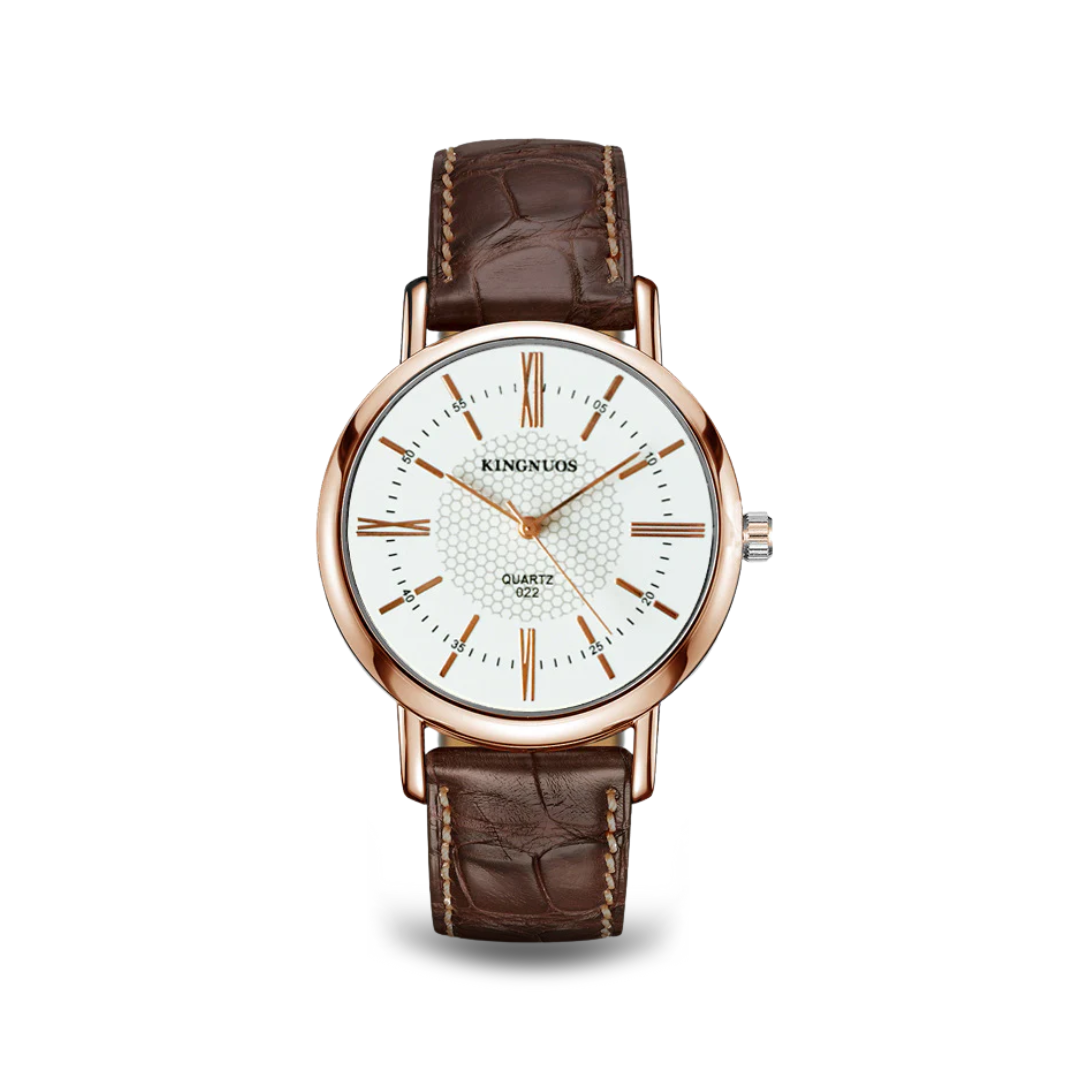 Leather Strap Quartz Wristwatch