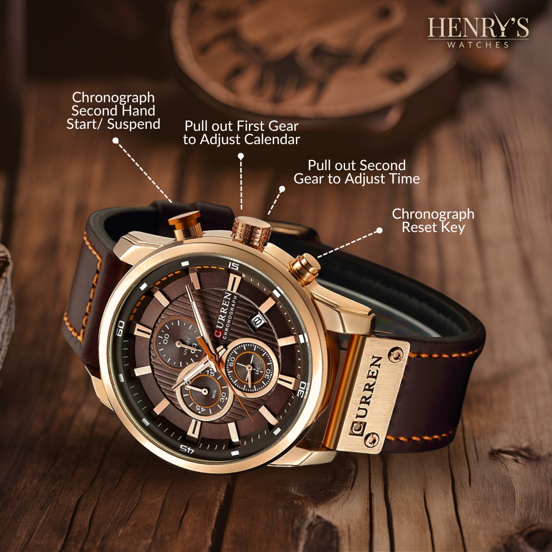 Elegant Quartz Watch with Leather Band