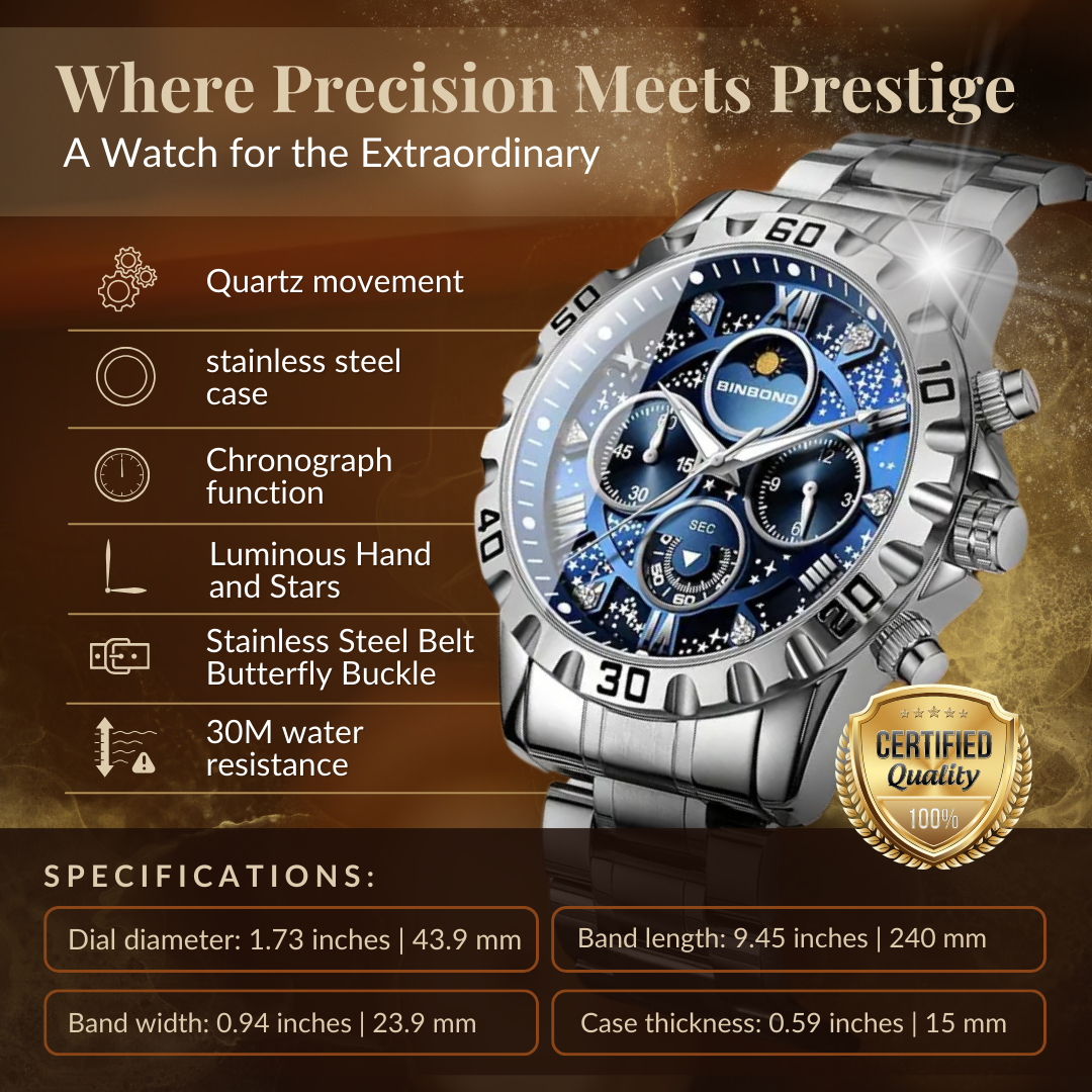 Luxury Chronograph Watch with Metal Band